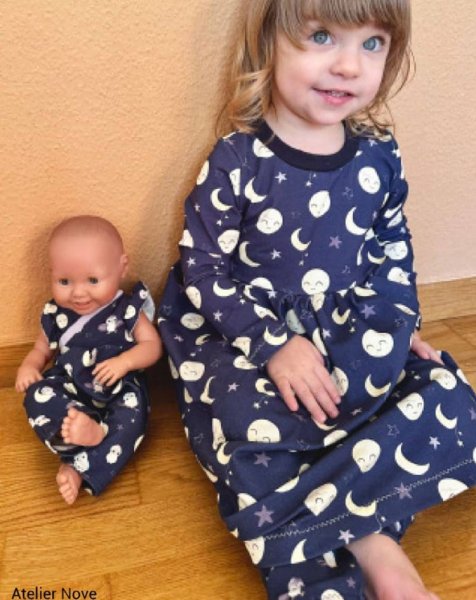 Moonlight blau Hilco Kinderstoff für Nachtwäsche Designbeispiel
